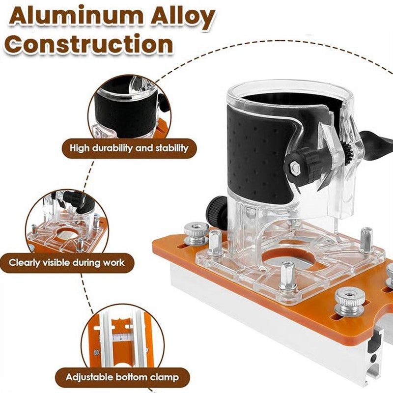 2-in-1 Woodworking Trimmer Slotting Auxiliary Positioning Bracket, Wood Trimmer Router Base Aluminum Alloy Base, Height Precision Tool for Projects for DIY Carpentry (Plate+Cover+Milling cutter) - Image 3